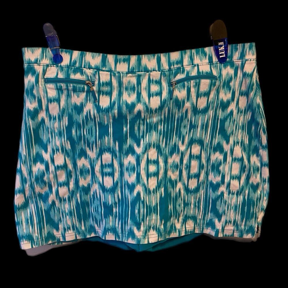 Jones New York Sports Athletic Women Skort Skirt Shorts XXL Pockets Blue White